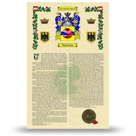 Christansen Armorial History with Coat of Arms