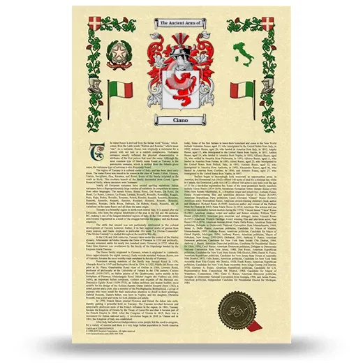 Ciano Armorial History with Coat of Arms