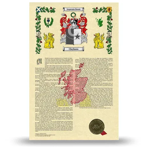 Clayhorn Armorial History with Coat of Arms