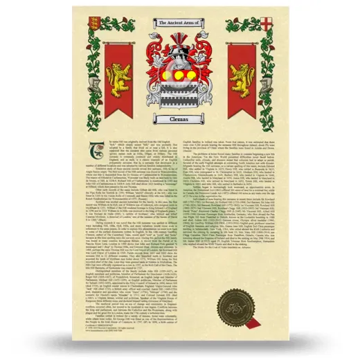 Clemas Armorial History with Coat of Arms