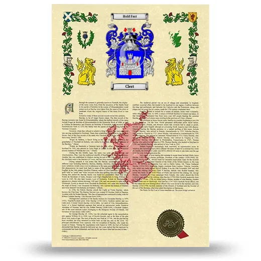 Clert Armorial History with Coat of Arms