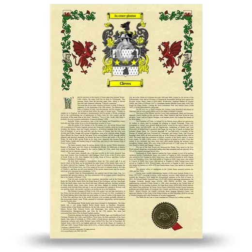 Cleves Armorial History with Coat of Arms