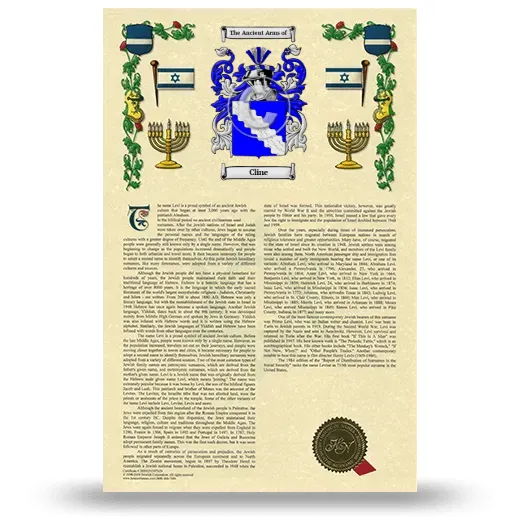 Cline Armorial History with Coat of Arms