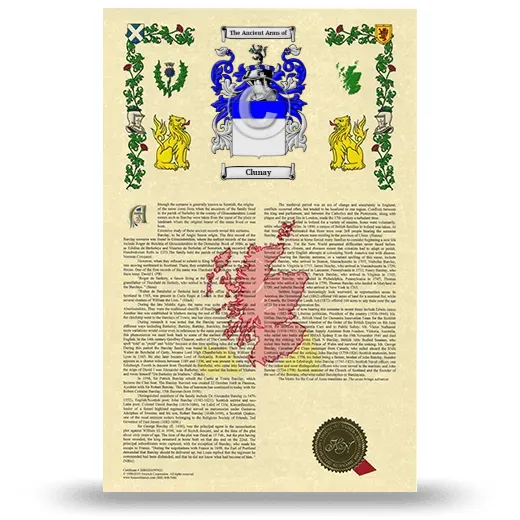 Clunay Armorial History with Coat of Arms