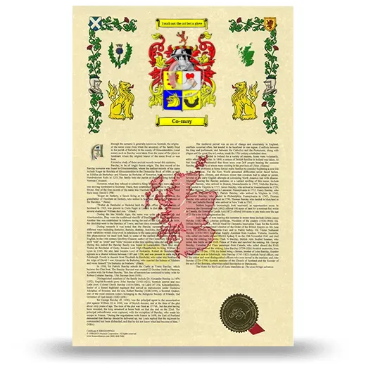 Co-may Armorial History with Coat of Arms