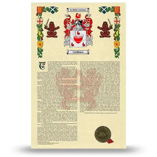 Cockburn Armorial History with Coat of Arms