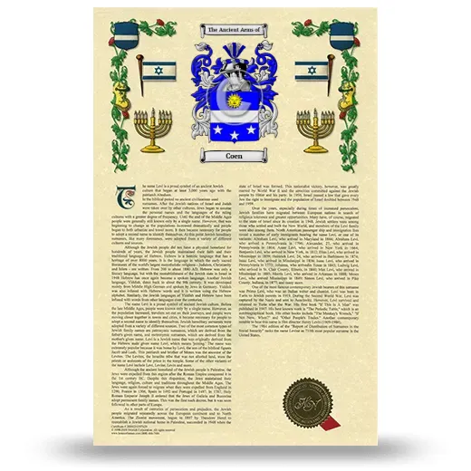 Coen Armorial History with Coat of Arms