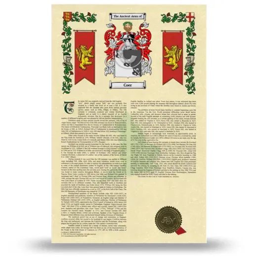 Coer Armorial History with Coat of Arms