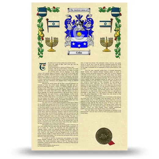 Cohn Armorial History with Coat of Arms