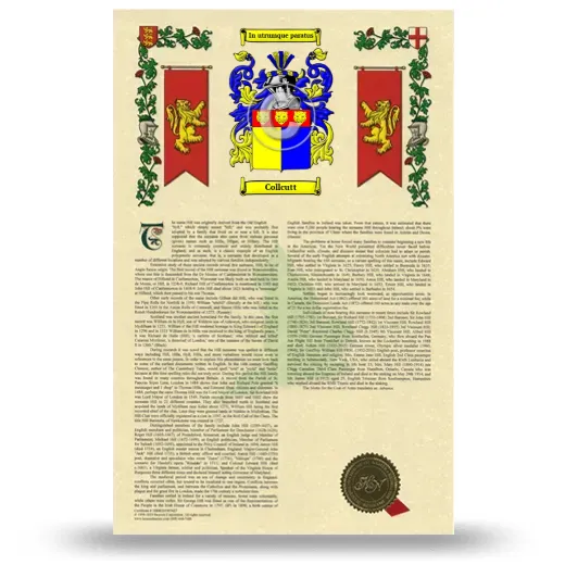 Collcutt Armorial History with Coat of Arms