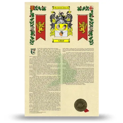 Colord Armorial History with Coat of Arms