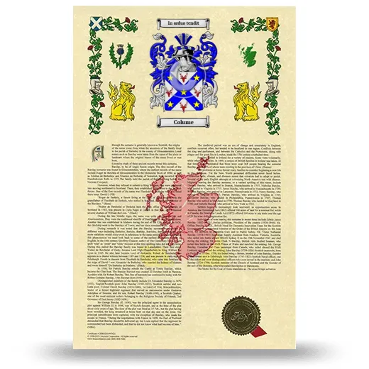 Colume Armorial History with Coat of Arms