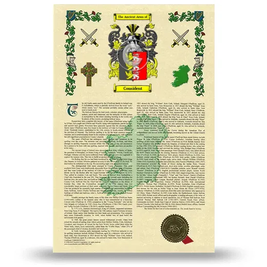 Consident Armorial History with Coat of Arms