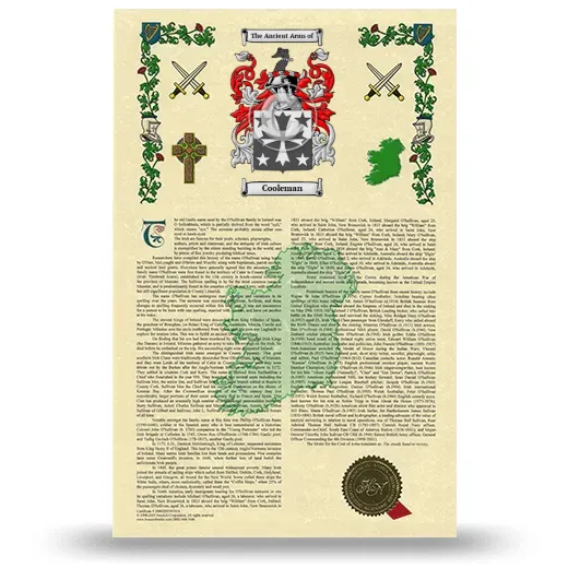 Cooleman Armorial History with Coat of Arms