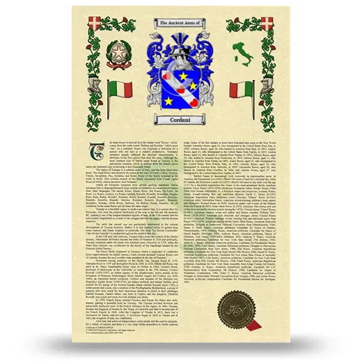Cordani Armorial History with Coat of Arms