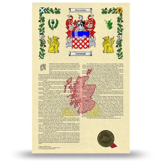 Corwend Armorial History with Coat of Arms