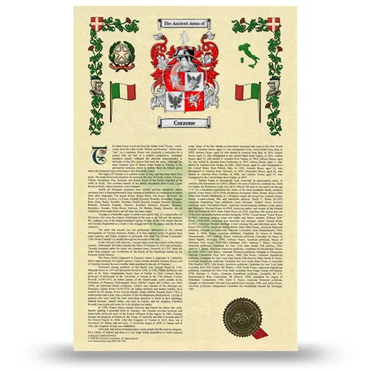 Corzone Armorial History with Coat of Arms