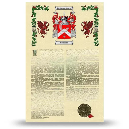 Cotmore Armorial History with Coat of Arms