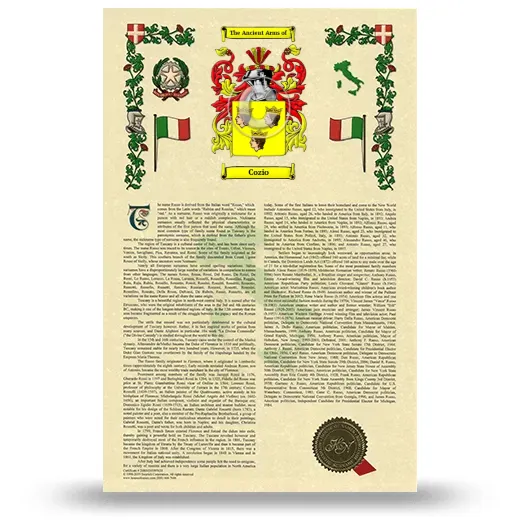 Cozio Armorial History with Coat of Arms