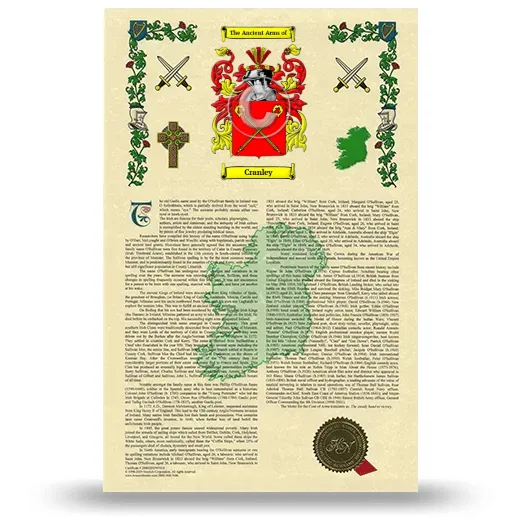 Cranley Armorial History with Coat of Arms