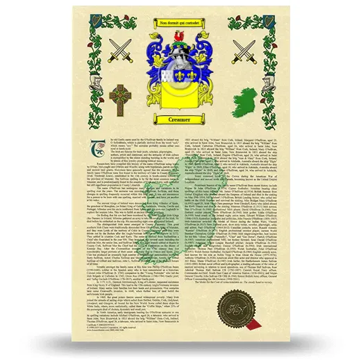 Creamer Armorial History with Coat of Arms