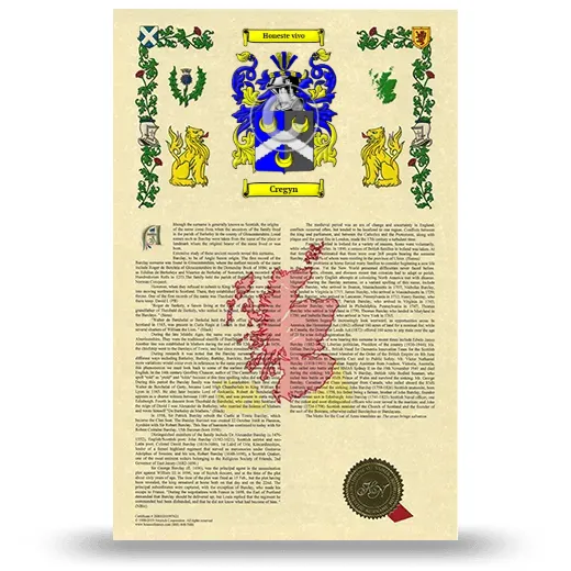 Cregyn Armorial History with Coat of Arms