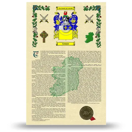 Cremer Armorial History with Coat of Arms