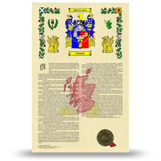 Cretney Armorial History with Coat of Arms