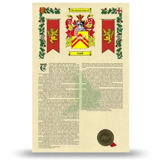 Criell Armorial History with Coat of Arms