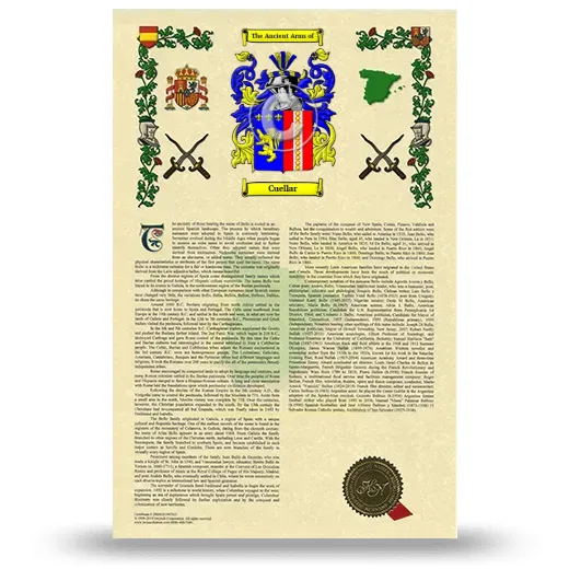 Cuellar Armorial History with Coat of Arms