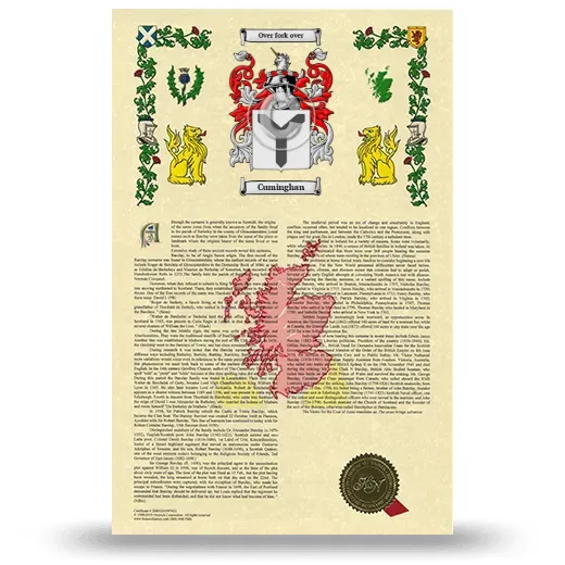 Cuminghan Armorial History with Coat of Arms