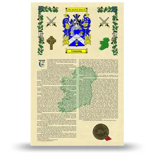 Cumming Armorial History with Coat of Arms