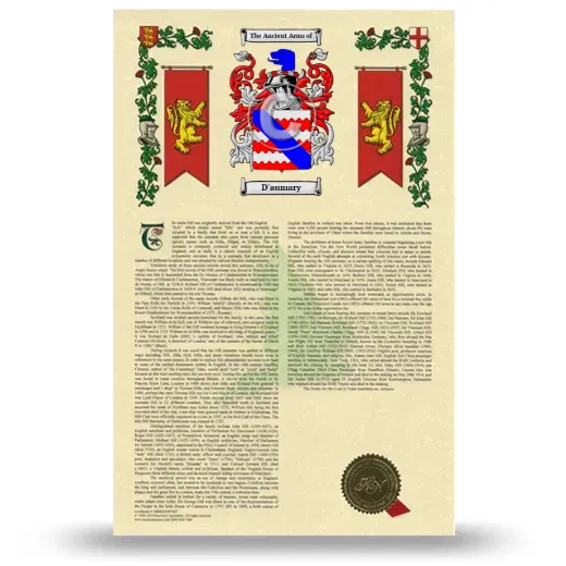 D'aumary Armorial History with Coat of Arms