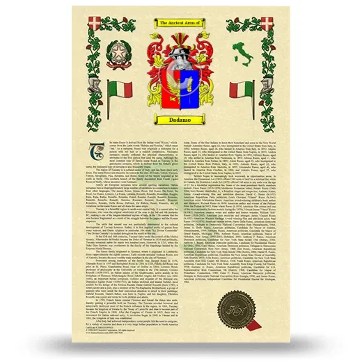 Dadamo Armorial History with Coat of Arms