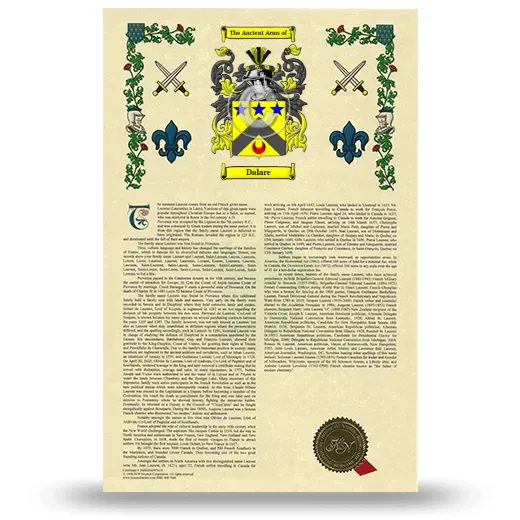 Dalare Armorial History with Coat of Arms