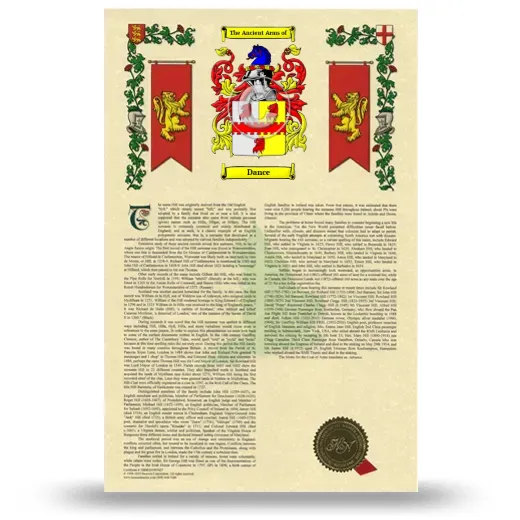 Dance Armorial History with Coat of Arms