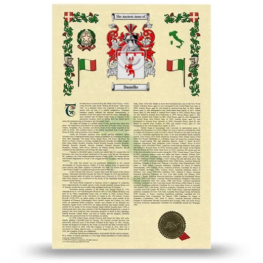 Danello Armorial History with Coat of Arms