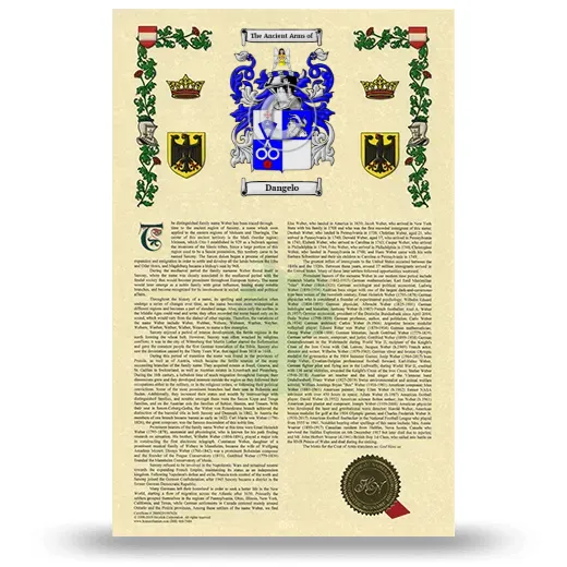 Dangelo Armorial History with Coat of Arms