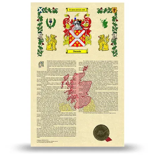 Dannia Armorial History with Coat of Arms