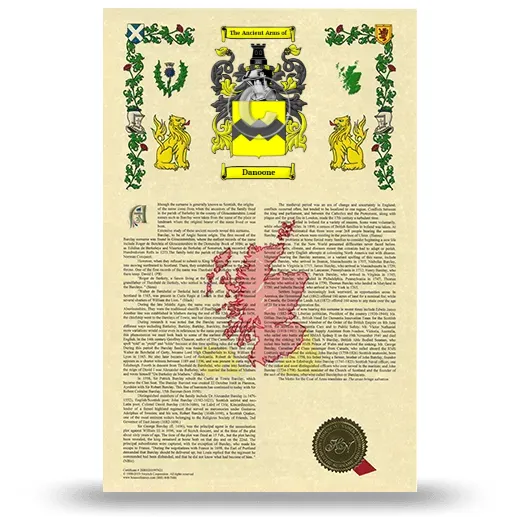 Danoone Armorial History with Coat of Arms