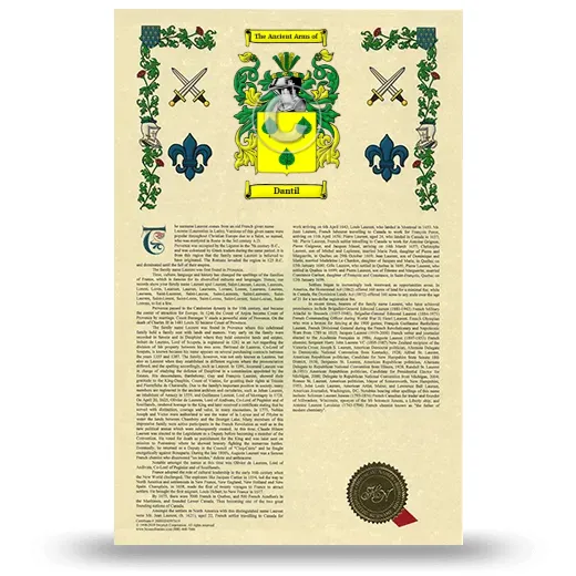 Dantil Armorial History with Coat of Arms