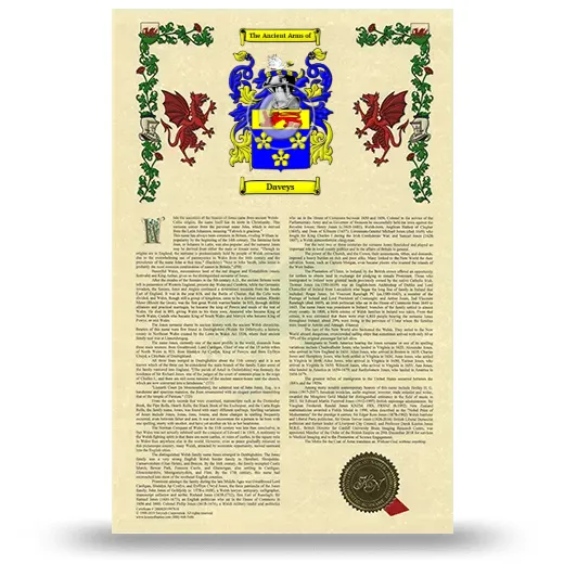 Daveys Armorial History with Coat of Arms