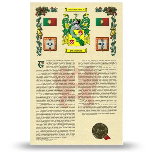 De andrade Armorial History with Coat of Arms
