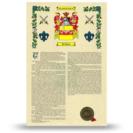 De bussy Armorial History with Coat of Arms
