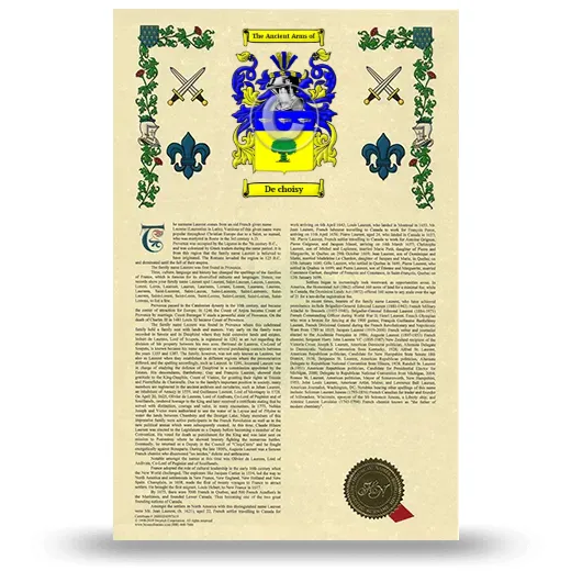 De choisy Armorial History with Coat of Arms