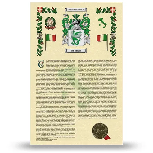 De drago Armorial History with Coat of Arms