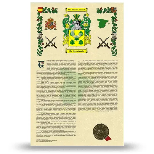 De figueiredo Armorial History with Coat of Arms
