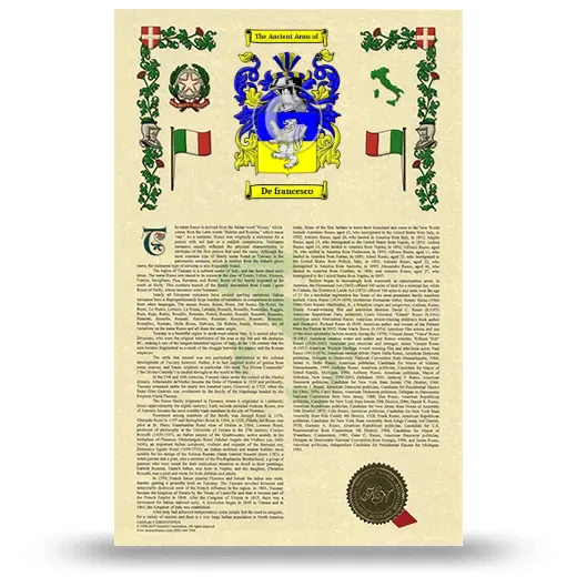 De francesco Armorial History with Coat of Arms