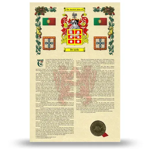De melo Armorial History with Coat of Arms