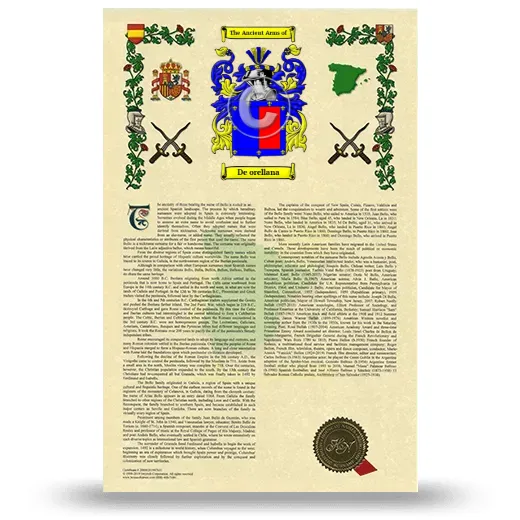 De orellana Armorial History with Coat of Arms